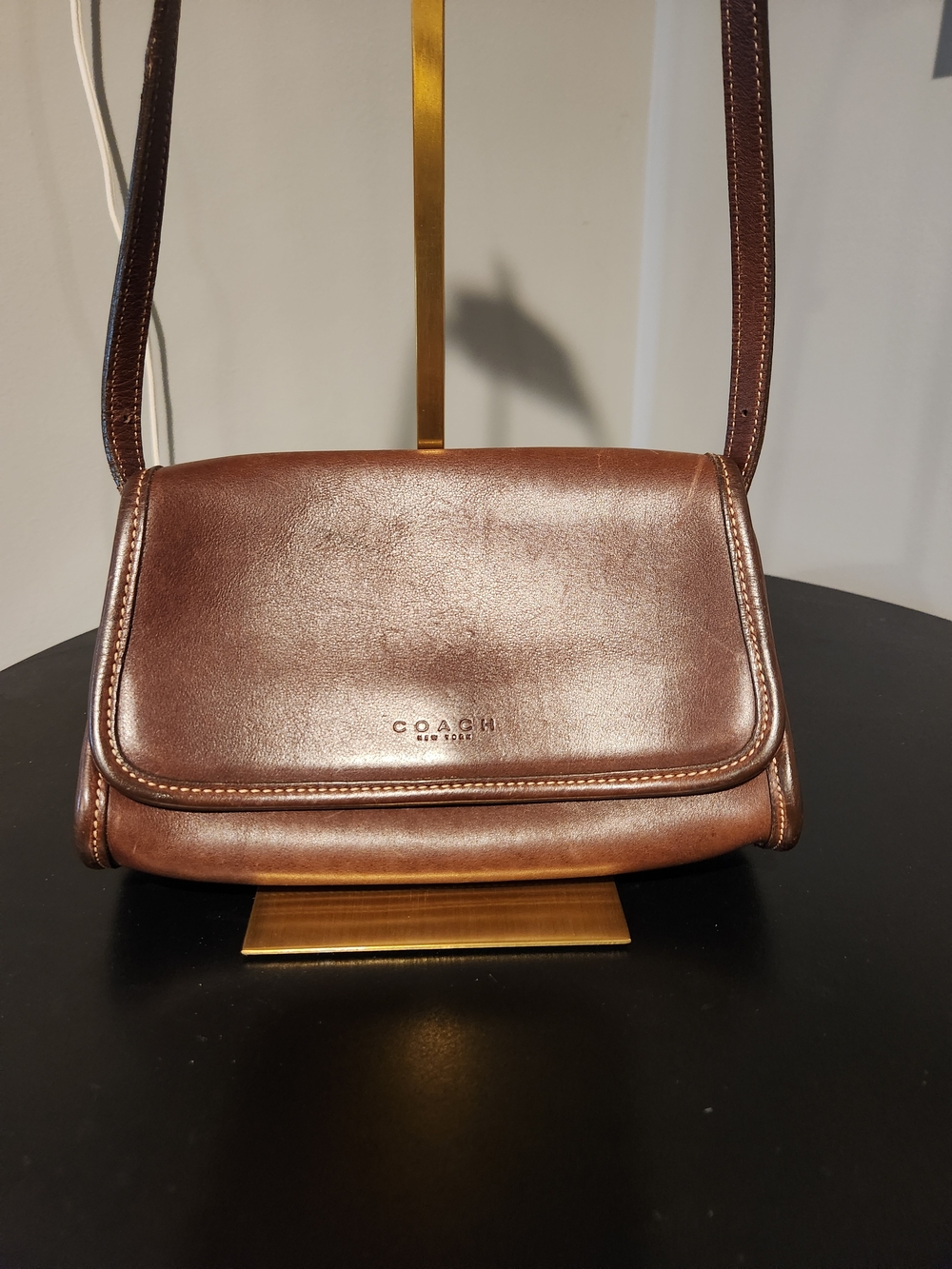 1999 Coach Brown Leather Martini Flap Crossbody Bag